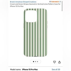 Apple Green and Cream Striped Case for iPhone 15 Pro Max